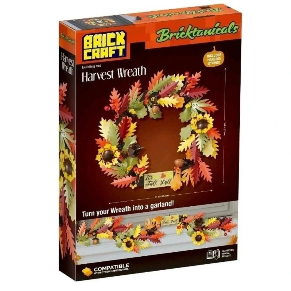 Fall Wreath Building Kit 2-in-1 Autumn Decor‎ Acorns Sunflowers 382 Pieces New